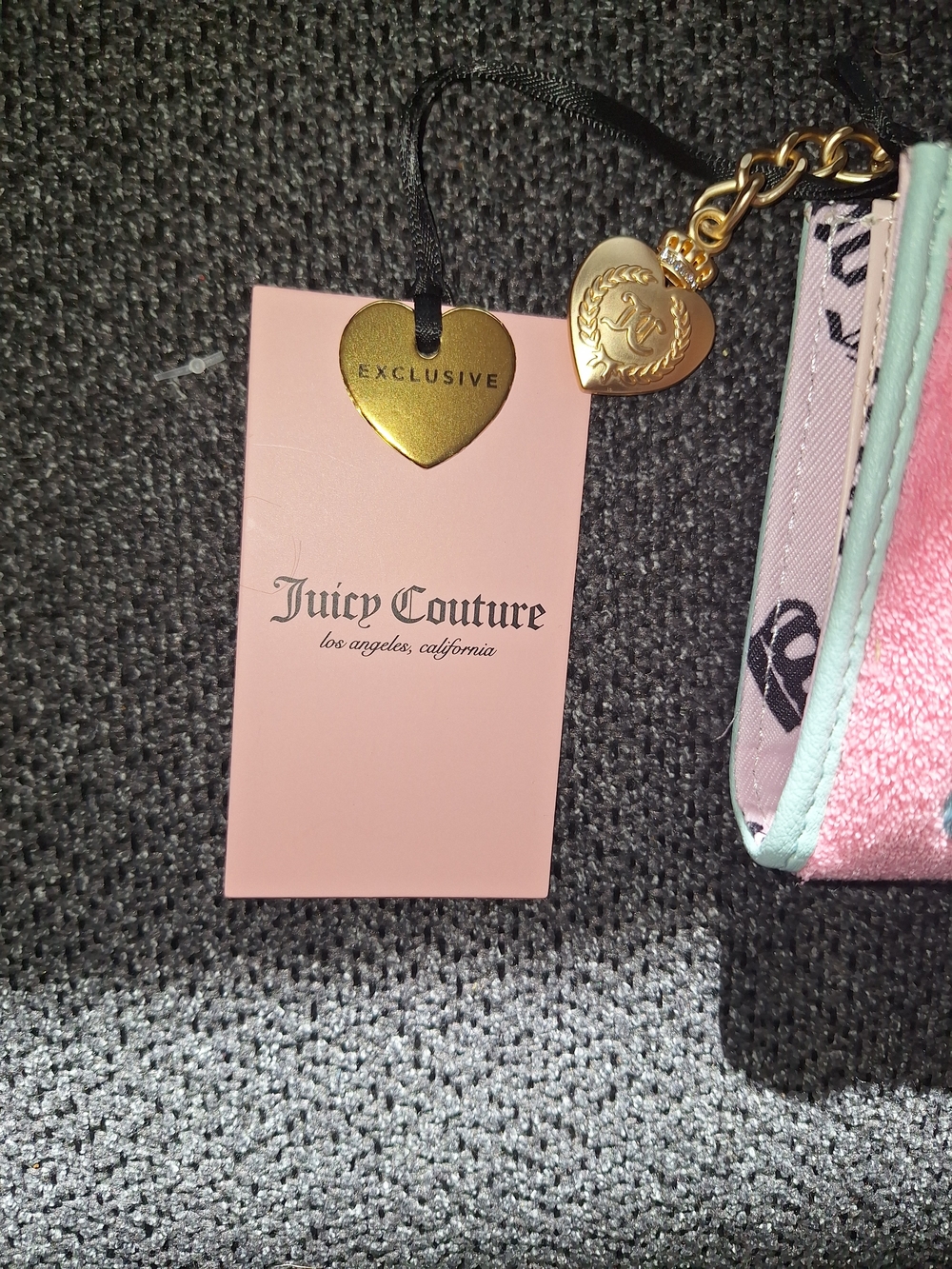 Juicy Couture Metallic Pink Card Case Wallet with Blue Trim - Picture 2 of 6